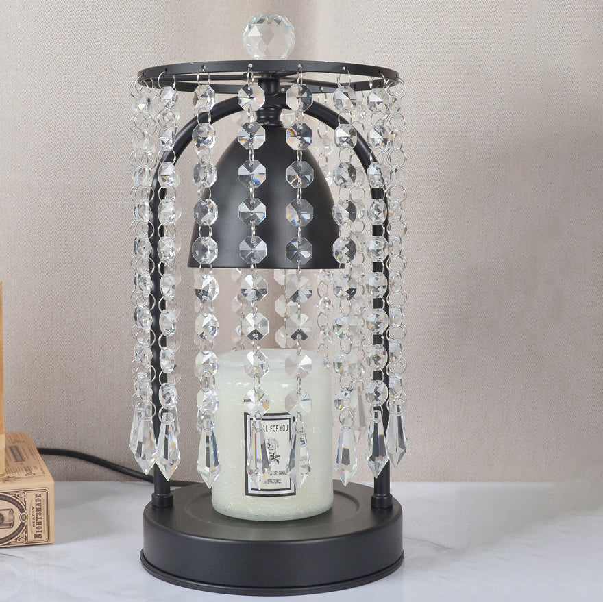 Modern Luxury Iron Crystal Curtain Conic 1-Light Melting Wax Table Lamp For Bedroom