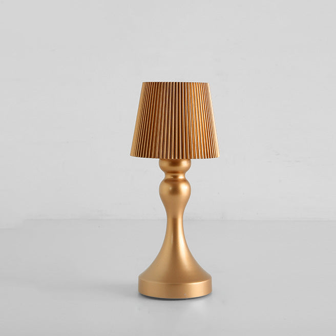 Contemporary Retro Rechargeable Iron ABS Striped Column LED Table Lamp Night Light For Bedside