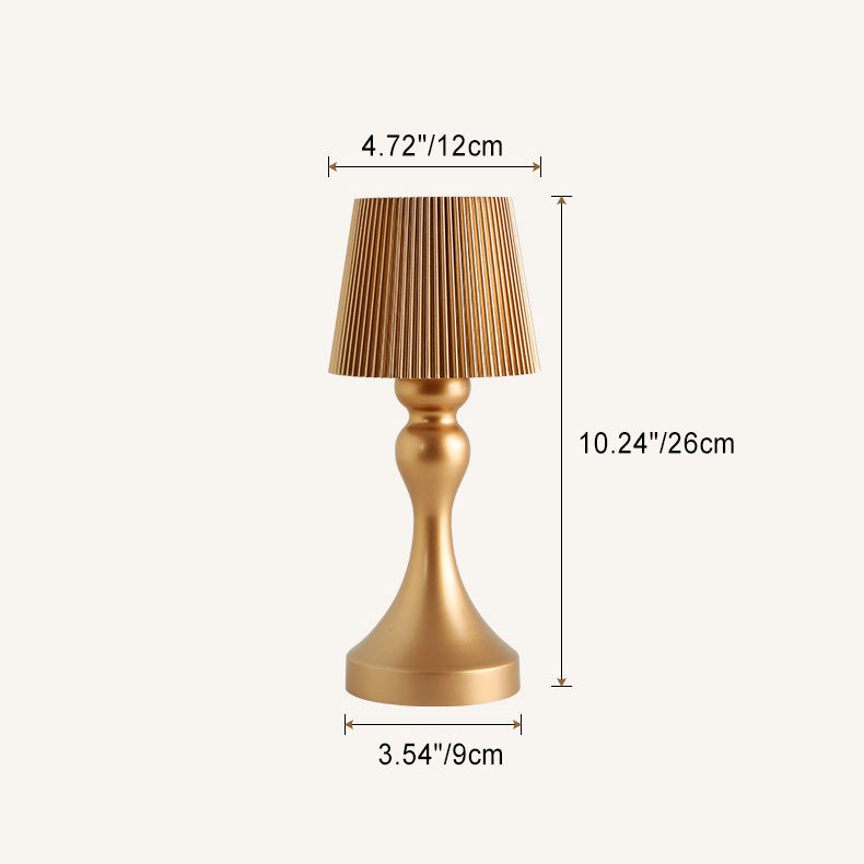Contemporary Retro Rechargeable Iron ABS Striped Column LED Table Lamp Night Light For Bedside