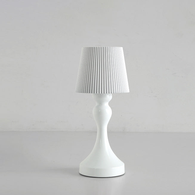 Contemporary Retro Rechargeable Iron ABS Striped Column LED Table Lamp Night Light For Bedside