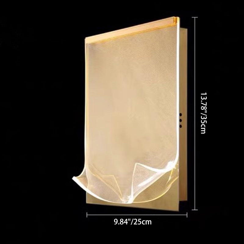 Contemporary Creative Stainless Steel Acrylic Rectangular Book-like Folded LED Wall Sconce Lamp For Hallway