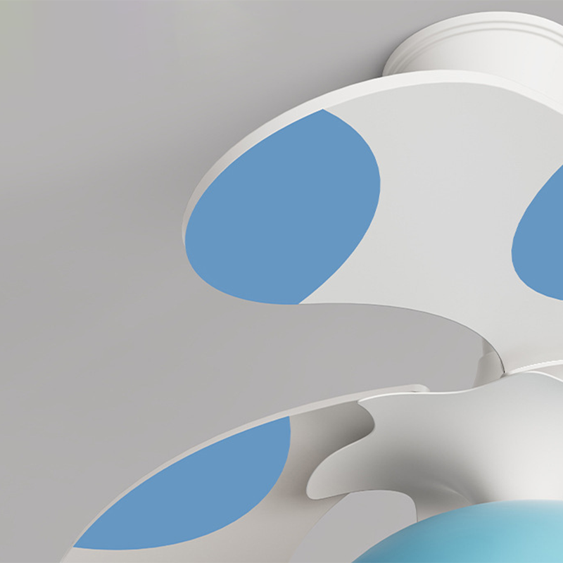 Contemporary Creative Kids Whale Dolphin Iron Wood ABS Acrylic LED Downrods Ceiling Fan Light For Bedroom