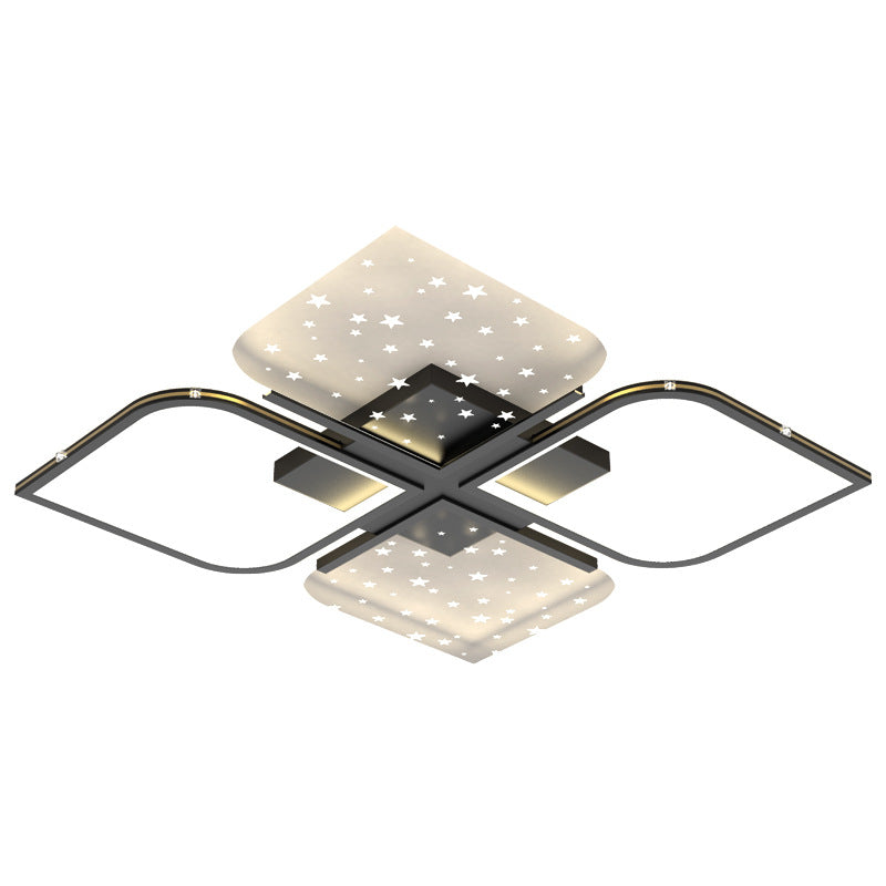 Contemporary Nordic Aluminum Iron Acrylic Four Leaf Clover Starry Star LED Semi-Flush Mount Ceiling Light For Bedroom
