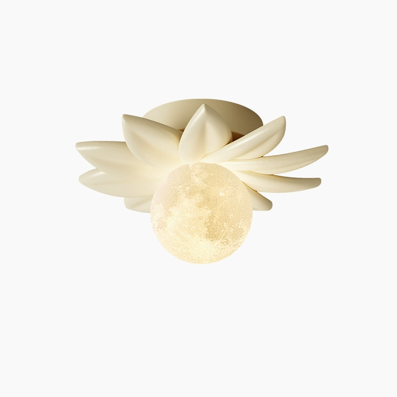 Contemporary Nordic Resin PLA Moon Leaf 1-Light Semi-Flush Mount Ceiling Light For Hallway
