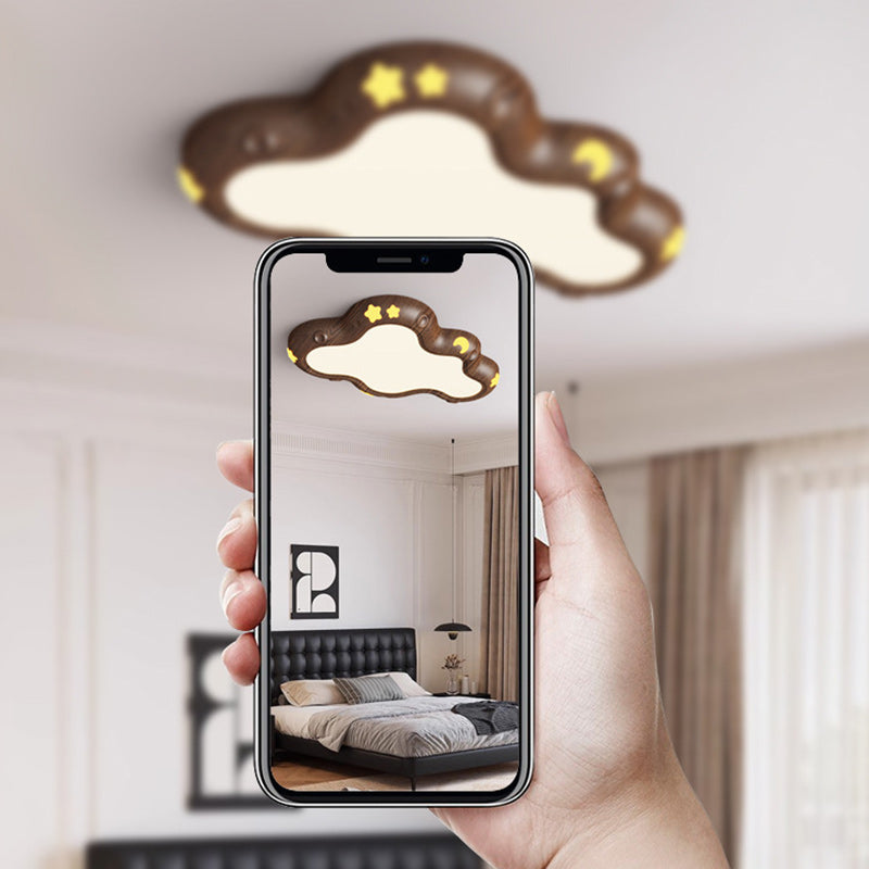 Contemporary Scandinavian Kids Cloud Iron Acrylic LED Flush Mount Ceiling Light For Bedroom