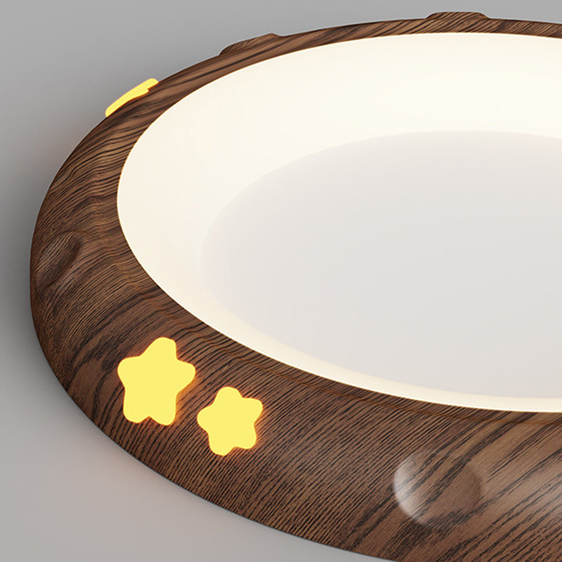 Contemporary Retro Kids Round Star Iron Acrylic LED Flush Mount Ceiling Light For Bedroom