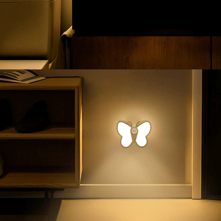 Modern Simplicity Rechargeable Human Sensor Magnetic Plastic Butterfly LED Wall Sconce Lamp Night Light For Bedside