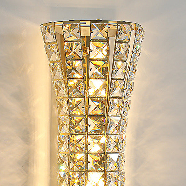 Modern Luxury Crystal Stainless Steel Column H-curve 4/6 Light Wall Sconce Lamp For Hallway