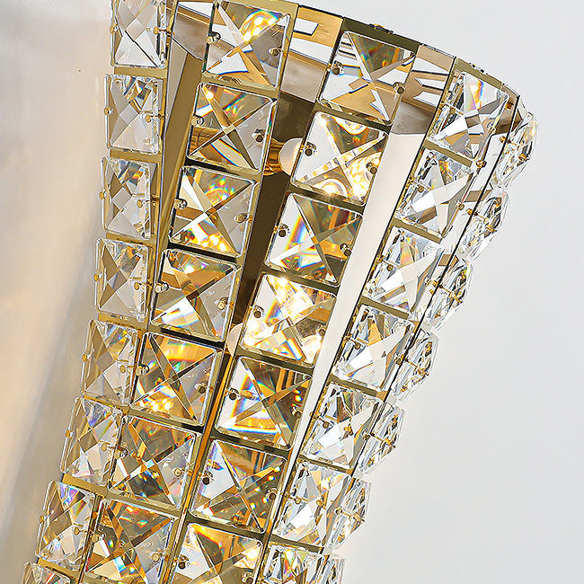 Modern Luxury Crystal Stainless Steel Column H-curve 4/6 Light Wall Sconce Lamp For Hallway