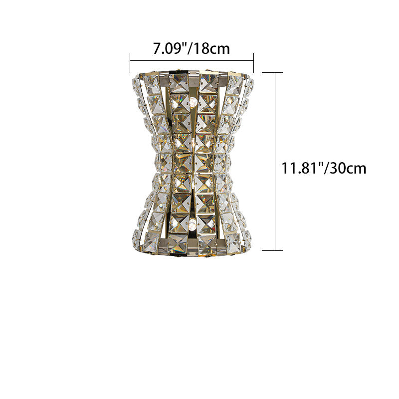Modern Luxury Crystal Stainless Steel Column H-curve 4/6 Light Wall Sconce Lamp For Hallway