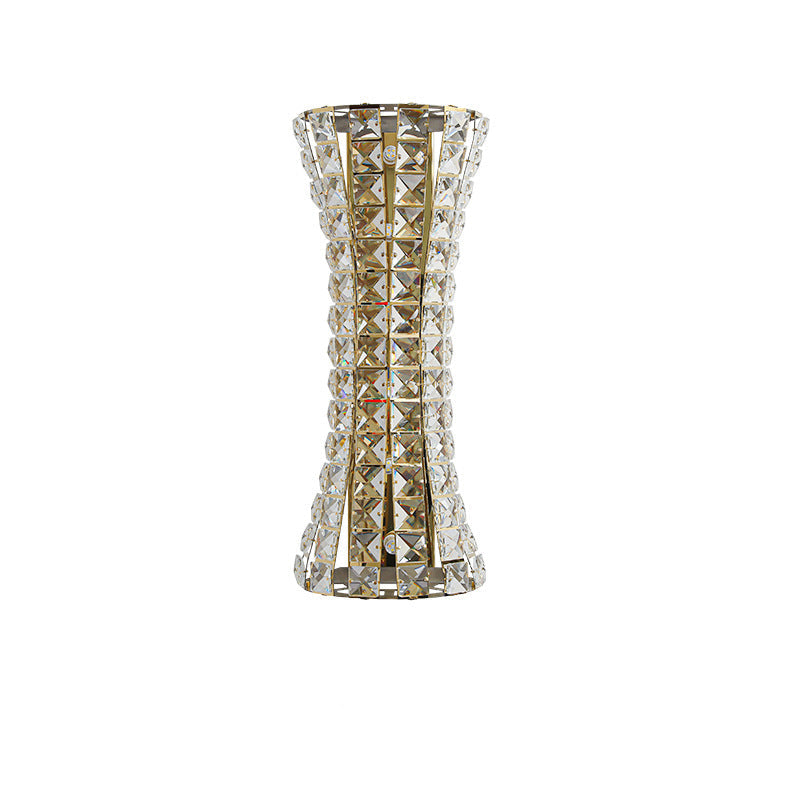 Modern Luxury Crystal Stainless Steel Column H-curve 4/6 Light Wall Sconce Lamp For Hallway