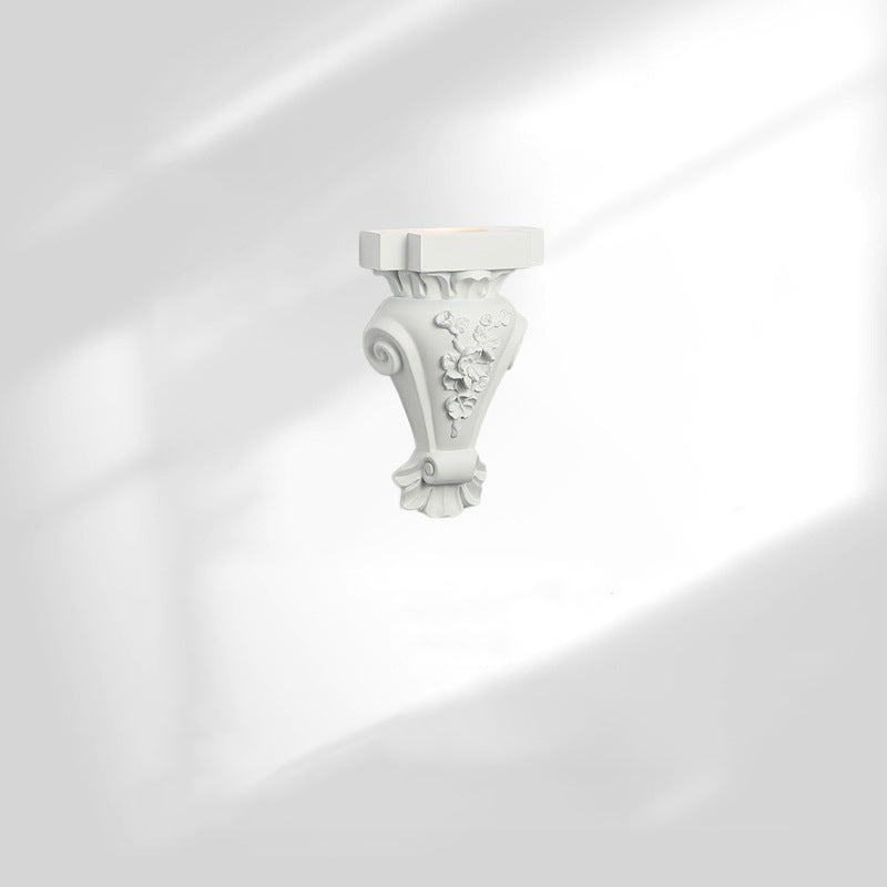 Traditional French Resin Hardware Candlestick Roman Column Carved Rose 1-Light Wall Sconce Lamp For Bedside