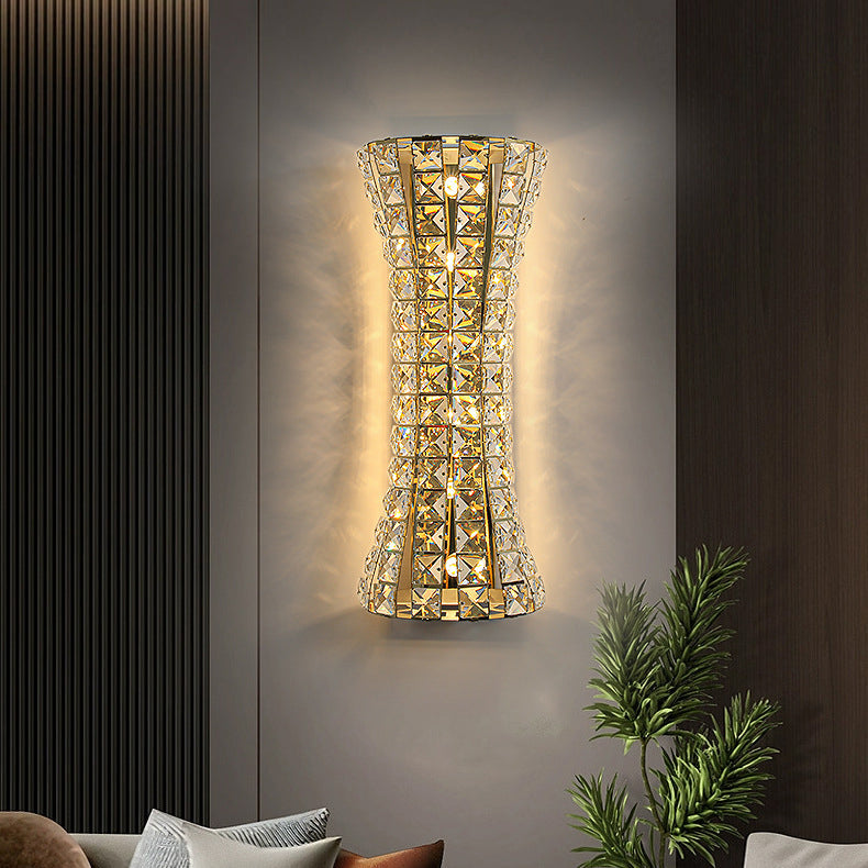 Modern Luxury Crystal Stainless Steel Column H-curve 4/6 Light Wall Sconce Lamp For Hallway