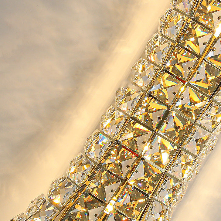Modern Luxury Crystal Stainless Steel Column H-curve 4/6 Light Wall Sconce Lamp For Hallway