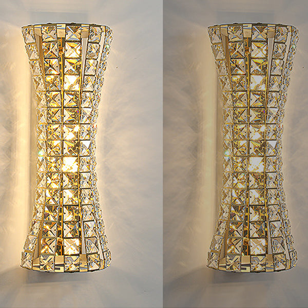 Modern Luxury Crystal Stainless Steel Column H-curve 4/6 Light Wall Sconce Lamp For Hallway