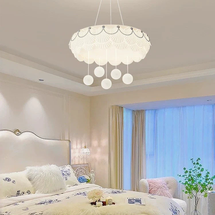 ثريات LED دائرية معلقة مصنوعة من الحديد الفرنسي التقليدي لغرفة النوم