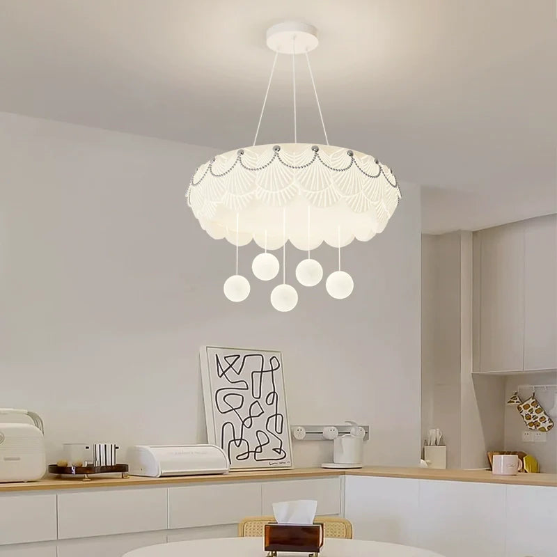 ثريات LED دائرية معلقة مصنوعة من الحديد الفرنسي التقليدي لغرفة النوم