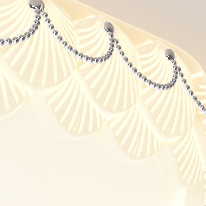 Traditional French PE Iron Round Square Rectangular Shell Hanging Ball LED Flush Mount Ceiling Light For Bedroom