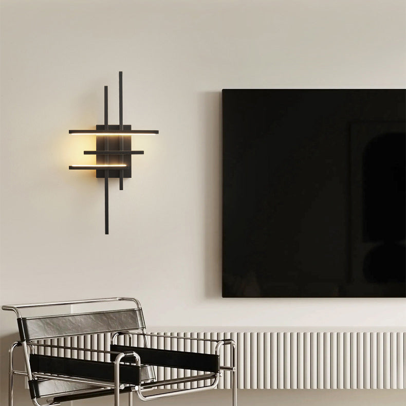 Modern Mid-century All Copper Line Crooked Hook Geometric LED Wall Sconce Lamp For Bedside