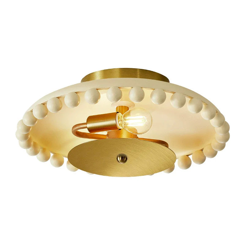 Traditional French Resin Metal Bowl Round Ball 2-Light Semi-Flush Mount Ceiling Light For Hallway