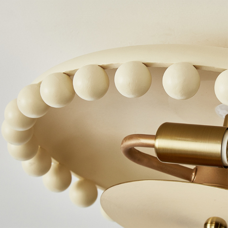 مصباح سقف فرنسي تقليدي مصنوع من الراتنج المعدني على شكل كرة مستديرة مزود بمصباحين وتركيب شبه مسطح للممر