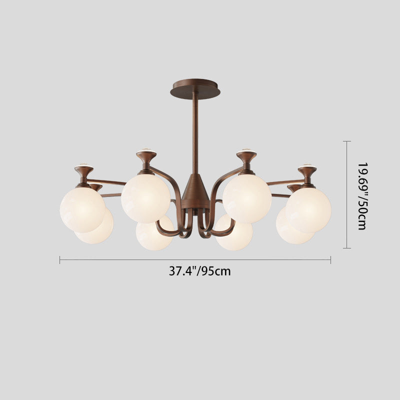 Contemporary Retro Hardware Glass Ball Projection 3/6/8/10 Light LED Chandeliers For Living Room