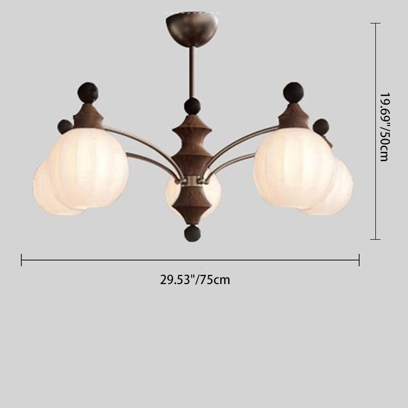 ثريات معاصرة بتصميم ريترو من الخشب والحديد والزجاج وأعمدة الخيزران ذات 3/5/8 مصابيح لغرفة المعيشة