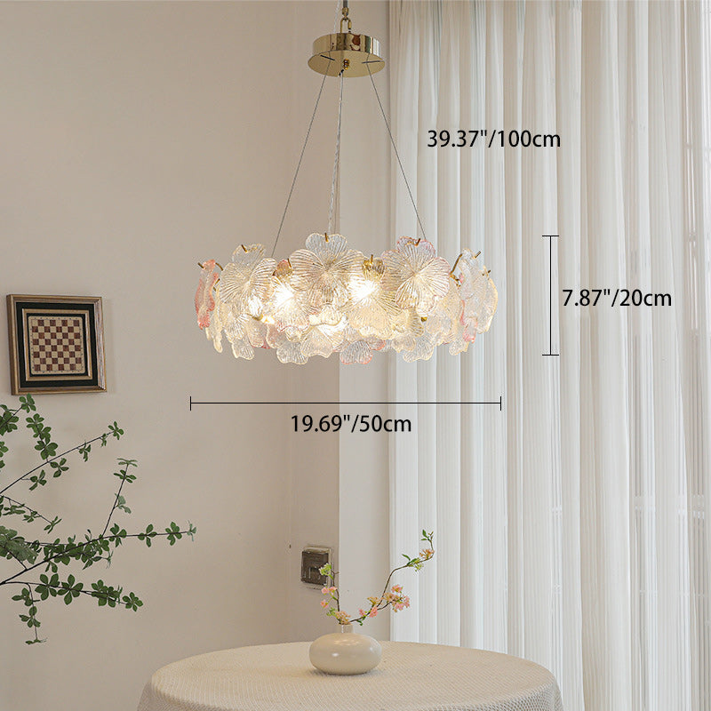 Traditional French Iron Stainless Steel Glass Flower 6/8/10/12/16/20 Light Chandeliers For Living Room