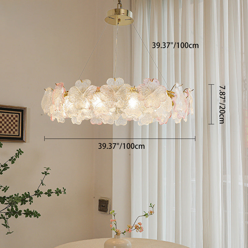 Traditional French Iron Stainless Steel Glass Flower 6/8/10/12/16/20 Light Chandeliers For Living Room