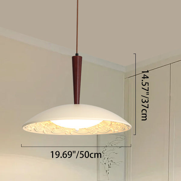 Traditional French Resin PE Wood Hardware Dome Flying Saucer LED Pendant Light For Dining Room