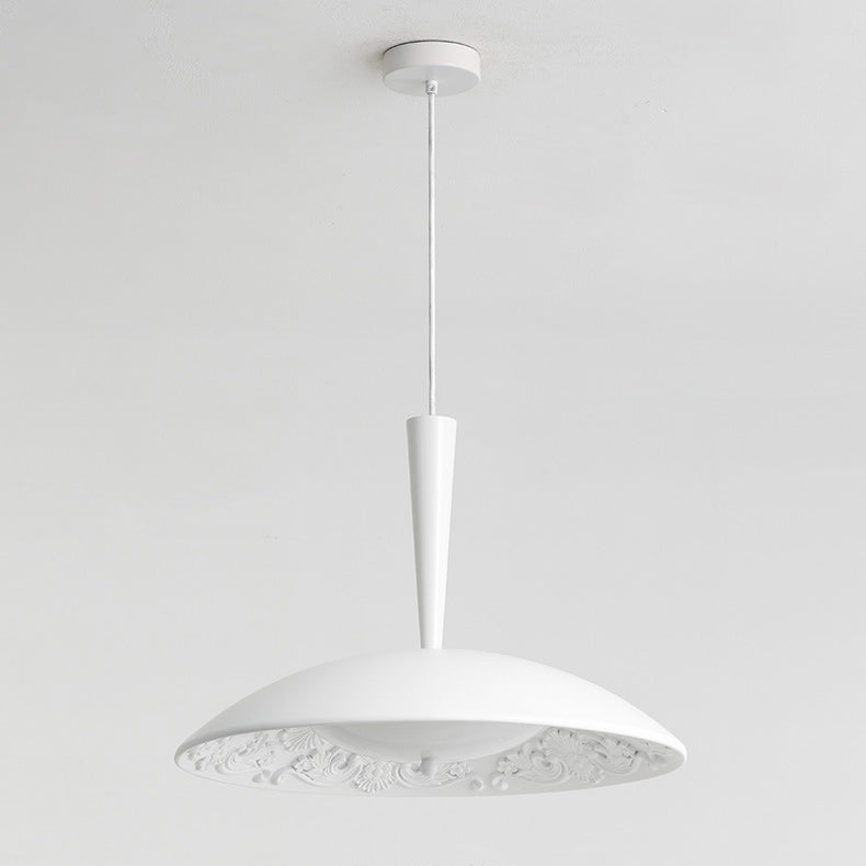 Traditional French Resin PE Wood Hardware Dome Flying Saucer LED Pendant Light For Dining Room