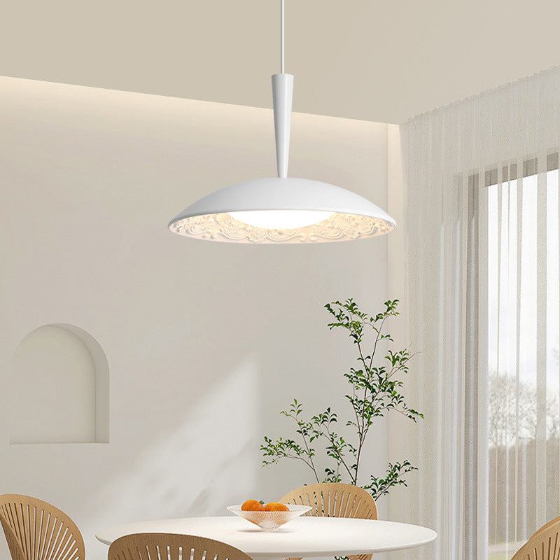 Traditional French Resin PE Wood Hardware Dome Flying Saucer LED Pendant Light For Dining Room