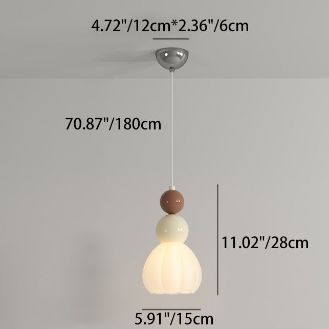 Traditional French Hardware Glass Floral Ball 1-Light Pendant Light For Bedside