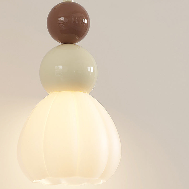 Traditional French Hardware Glass Floral Ball 1-Light Pendant Light For Bedside