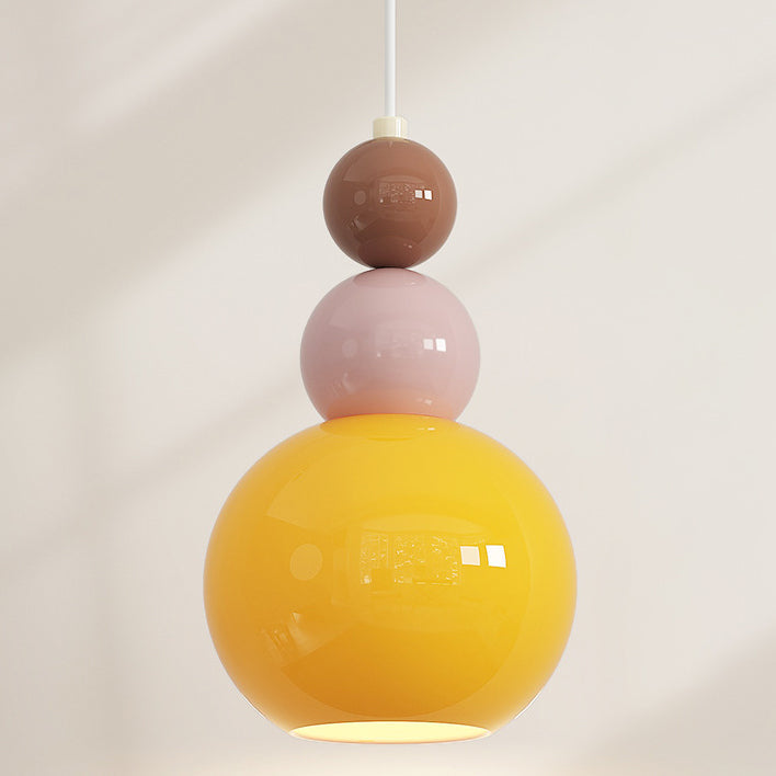 Traditional French Hardware Glass Floral Ball 1-Light Pendant Light For Bedside