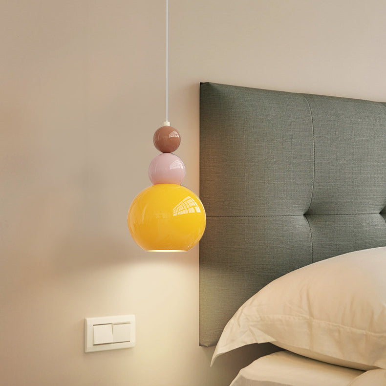 Traditional French Hardware Glass Floral Ball 1-Light Pendant Light For Bedside