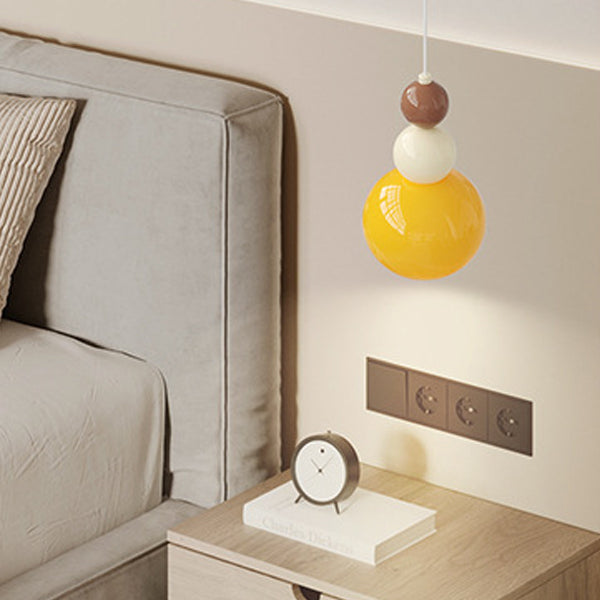 Traditional French Hardware Glass Floral Ball 1-Light Pendant Light For Bedside