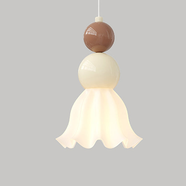 Traditional French Hardware Glass Floral Ball 1-Light Pendant Light For Bedside