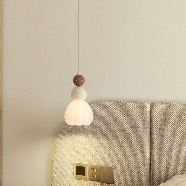 Traditional French Hardware Glass Floral Ball 1-Light Pendant Light For Bedside