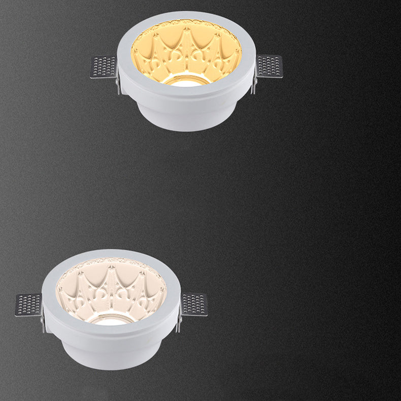 Traditional French Plaster Aluminum Round Carved Recessed 1-Light Flush Mount Ceiling Light Spotlight For Hallway