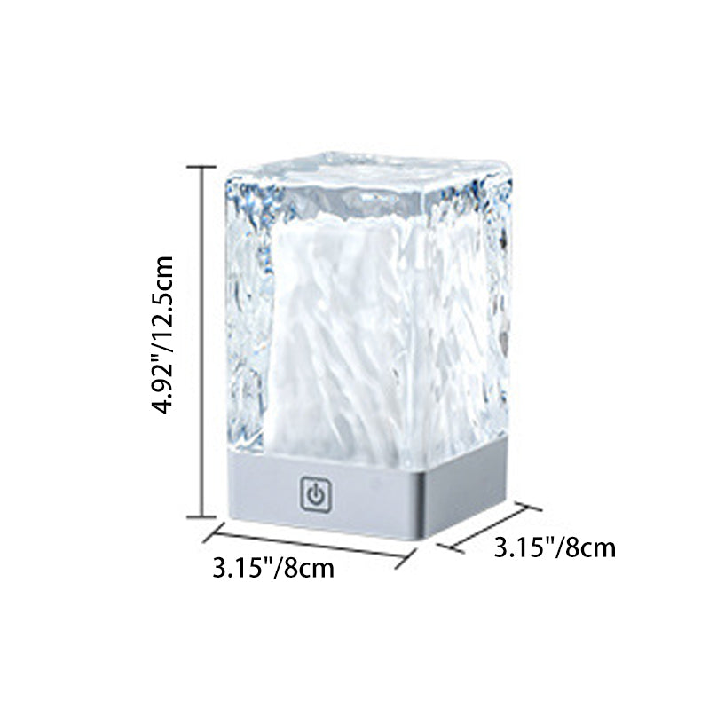 Modern Simplicity Rechargeable ASB Resin Cylinder Glacial Texture LED Table Lamp Night Light For Bedside