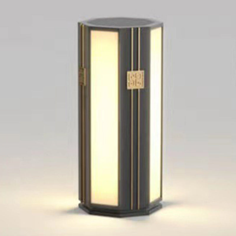 Traditional Chinese Solar Waterproof Stainless Steel PC Cylinder Octagon LED Outdoor Light Landscape Lighting For Garden