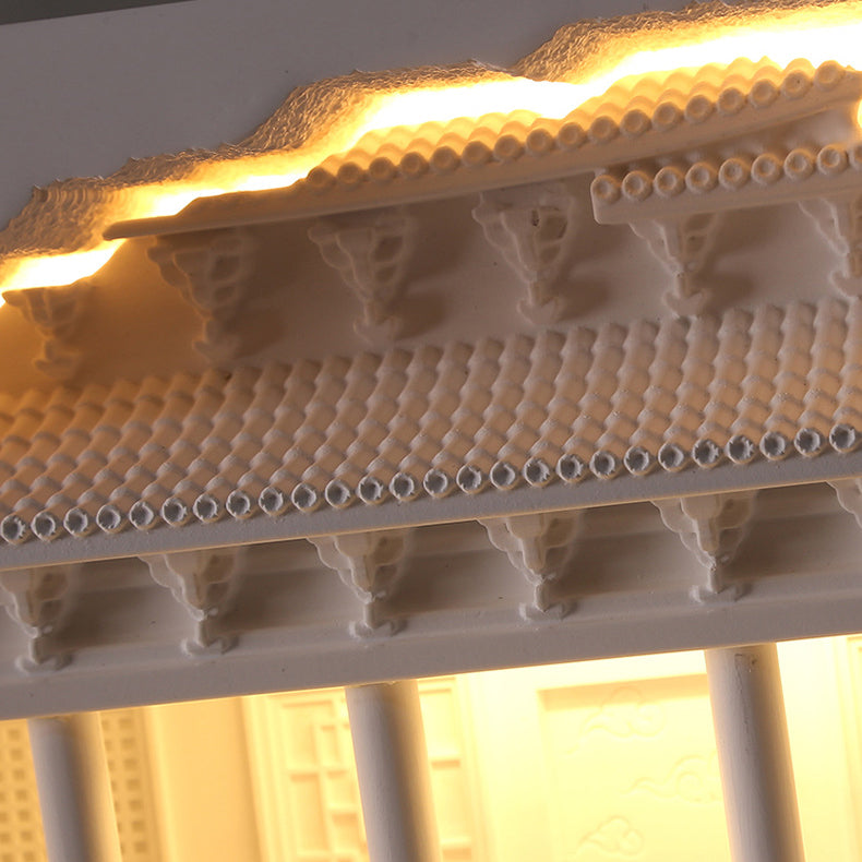 Traditional Chinese Plaster Embossed Palace Human Sensor Recessed LED Wall Sconce Lamp For Hallway