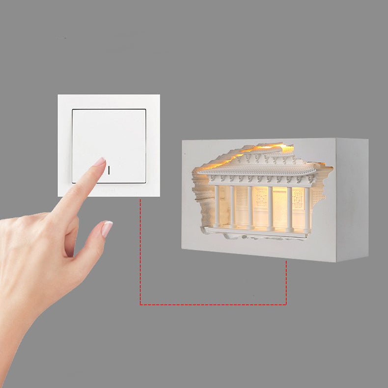 Traditional Chinese Plaster Embossed Palace Human Sensor Recessed LED Wall Sconce Lamp For Hallway