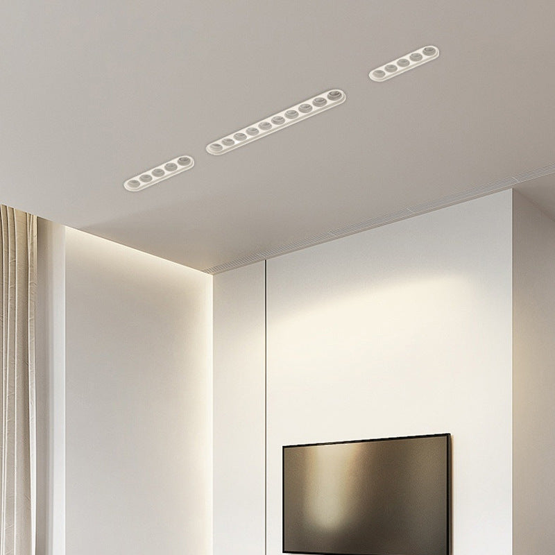 モダンでミニマリストなアルミラインオーバル埋め込み式LEDフラッシュマウントシーリングライト、リビングルーム用スポットライト