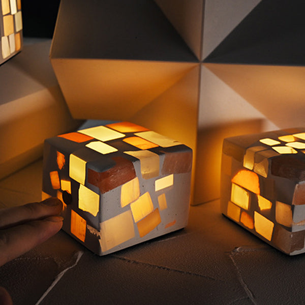 Contemporary Creative Rechargeable Natural Ore Plaster Cube Broken LED Table Lamp Night Light For Bedside