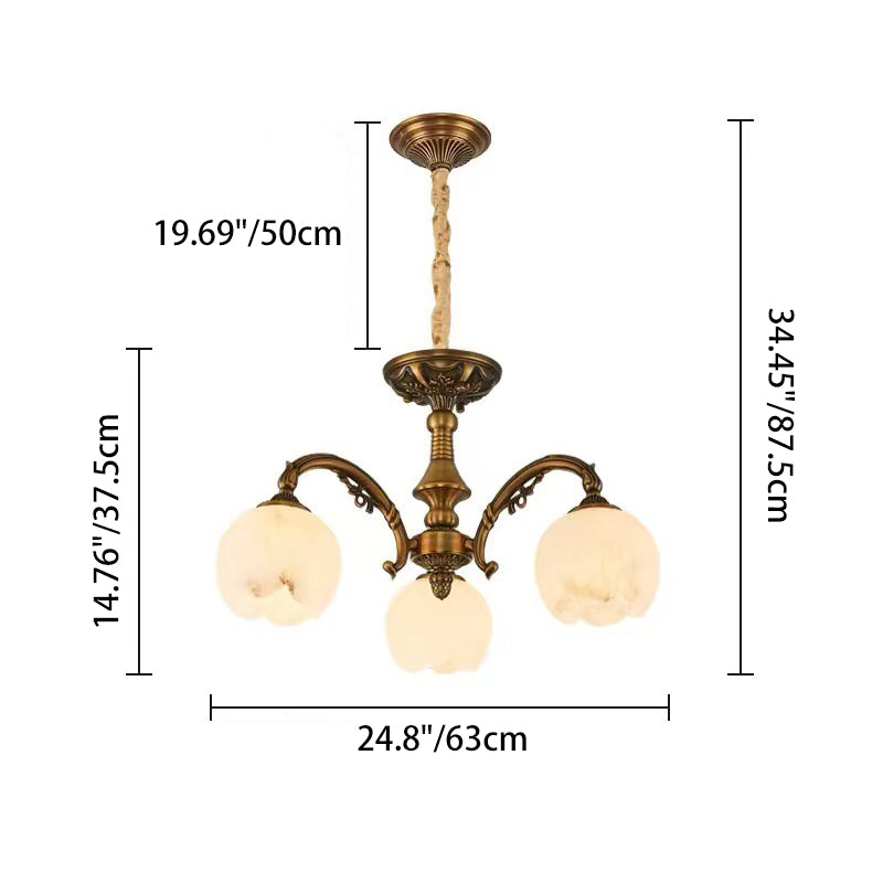 ثريات أوروبية تقليدية من الرخام والنحاس منحوتة بشكل دائري مكونة من 3/5/9/12/16 ضوء لغرفة المعيشة