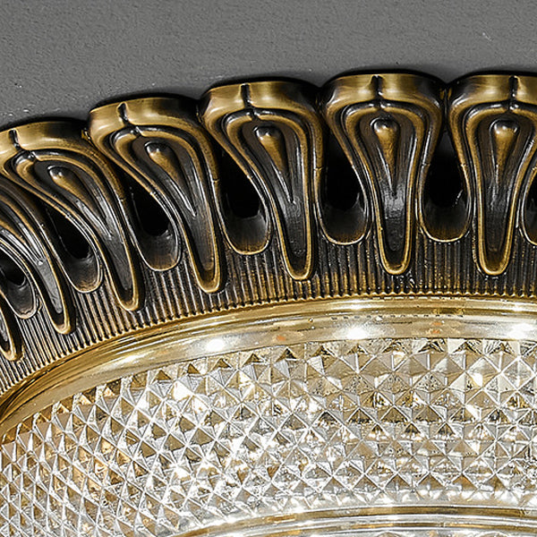 مصباح سقف LED دائري الشكل من الزجاج النحاسي الأوروبي التقليدي لغرفة النوم