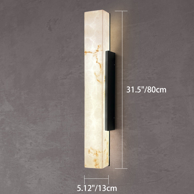 Traditional Chinese Waterproof Imitation Marble Stainless Steel Rectangular LED Wall Sconce Lamp For Outdoor Patio