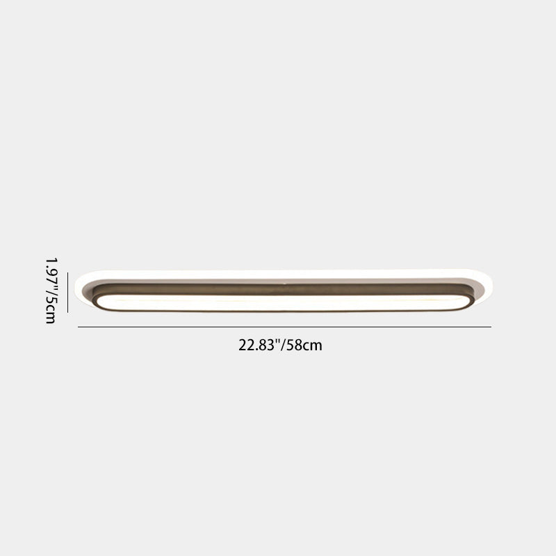 Modern Minimalist Aluminum Iron Acrylic Oval Strip LED Flush Mount Ceiling Light For Hallway